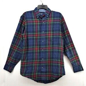 IZOD Shirt Mens Size S Blue Plaid Casual Long Sleeve Button Up Flannel